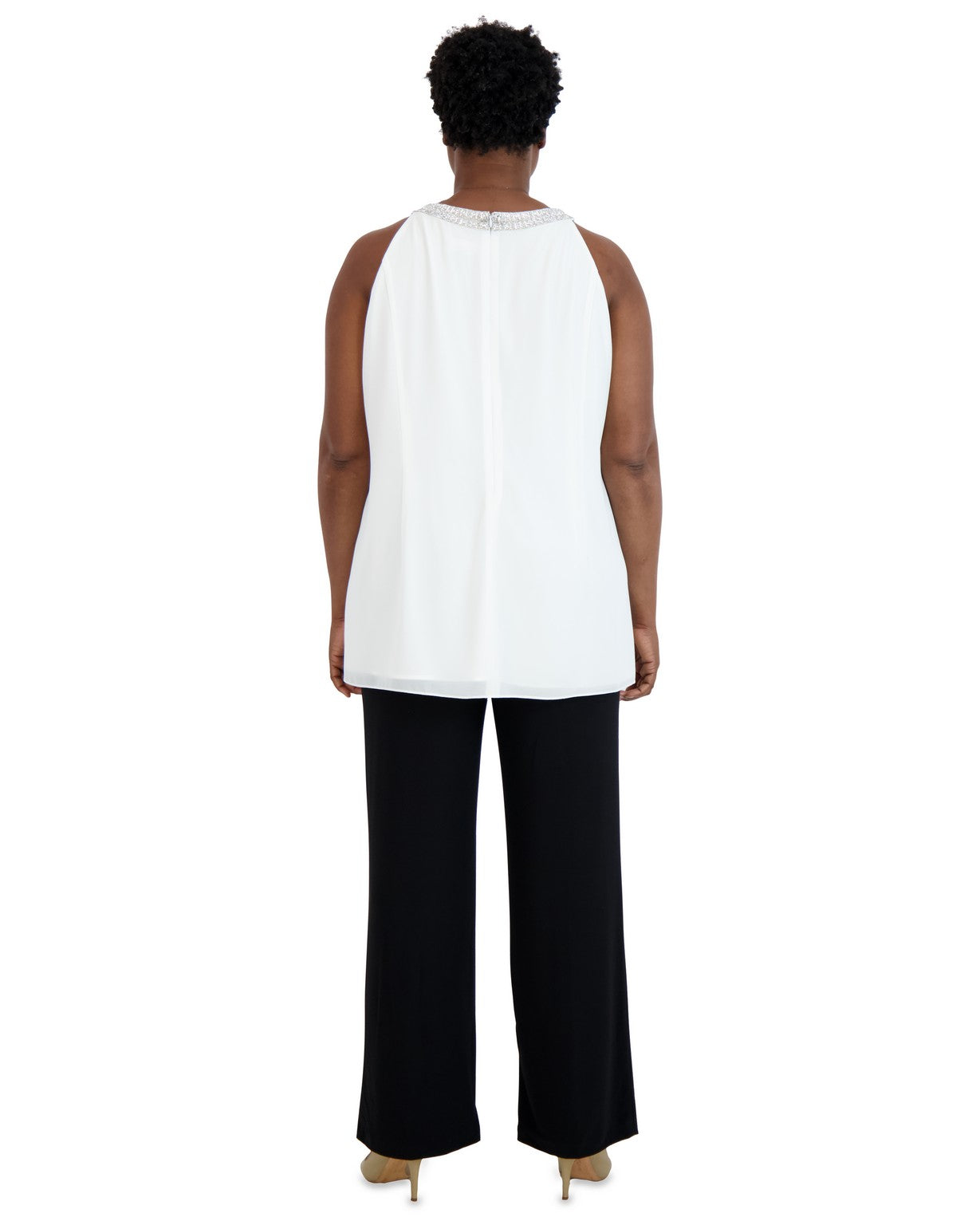 Formal Dresses Halter Tunic Neck Detail Plus Size Top Ivory