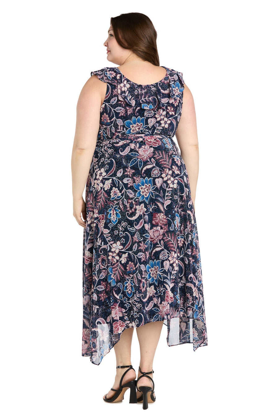 Plus Size Dresses Printed Plus Size High Low Dress Navy/Multi