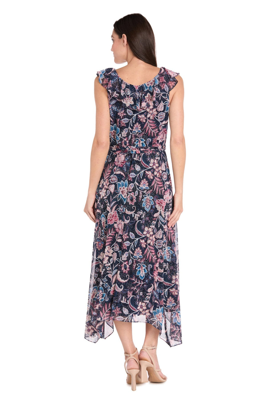 Cocktail Dresses High Low Petite Printed Cocktail Dress Navy/Multi