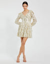Cocktail Dresses Homecoming Long Sleeve Metallic Short Cocktail Dress Gold Multi