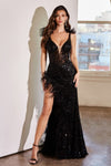 Prom Dresses Formal Long Fitted Prom Feather Dress Black