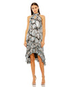 Cocktail Dresses A Line High Low Floral Ruffle Cocktail Dress Black Multi