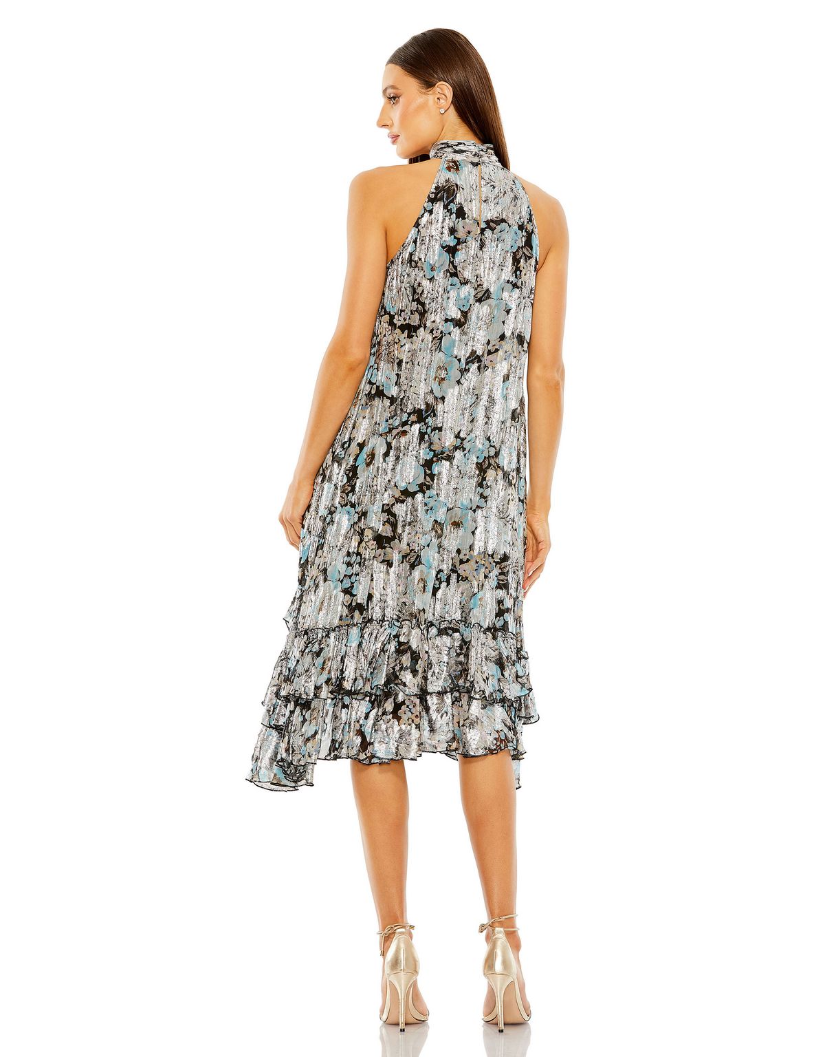 Cocktail Dresses A Line High Low Floral Ruffle Cocktail Dress Black Multi