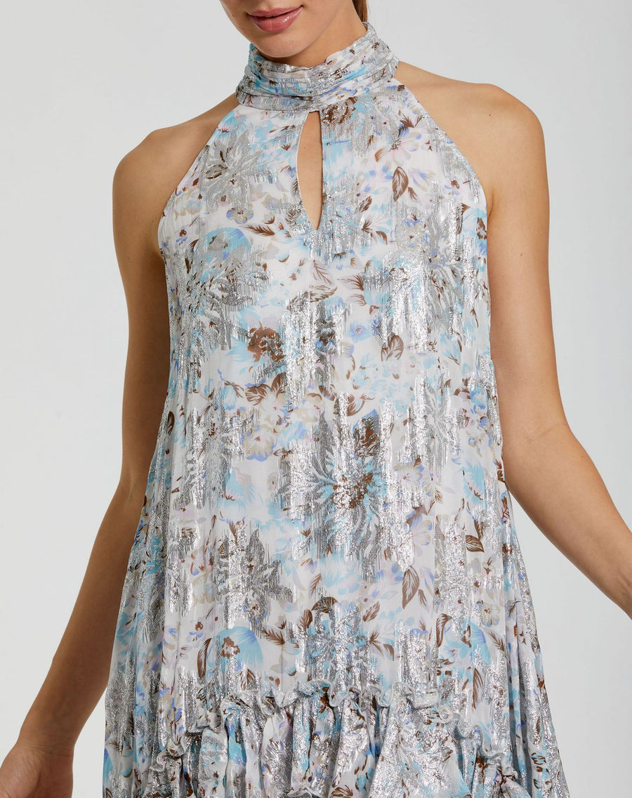 Cocktail Dresses A Line High Low Floral Ruffle Cocktail Dress Ivory Multi