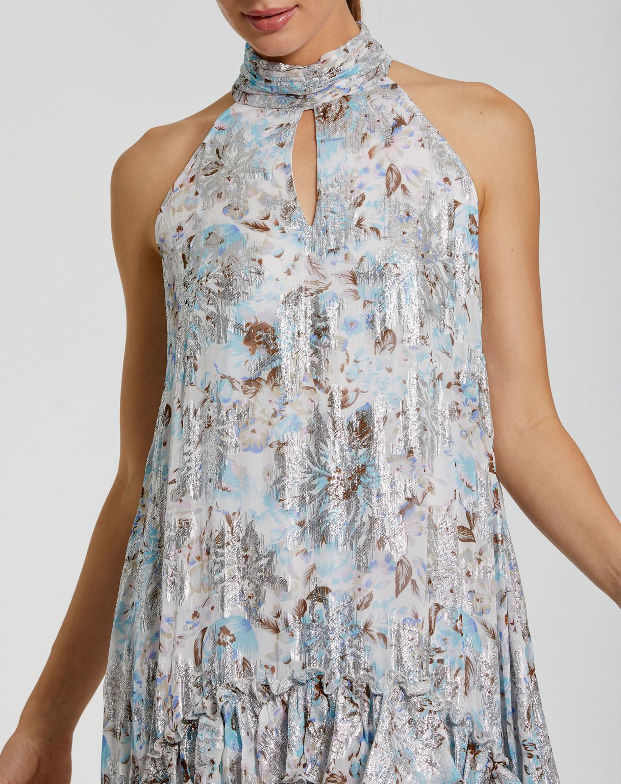 Cocktail Dresses A Line High Low Floral Ruffle Cocktail Dress Ivory Multi