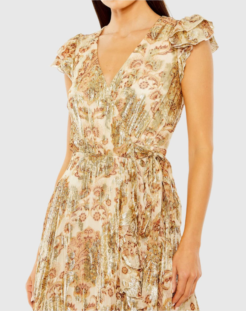 Formal Dresses High Low Floral Print Formal Dress Cream Multi