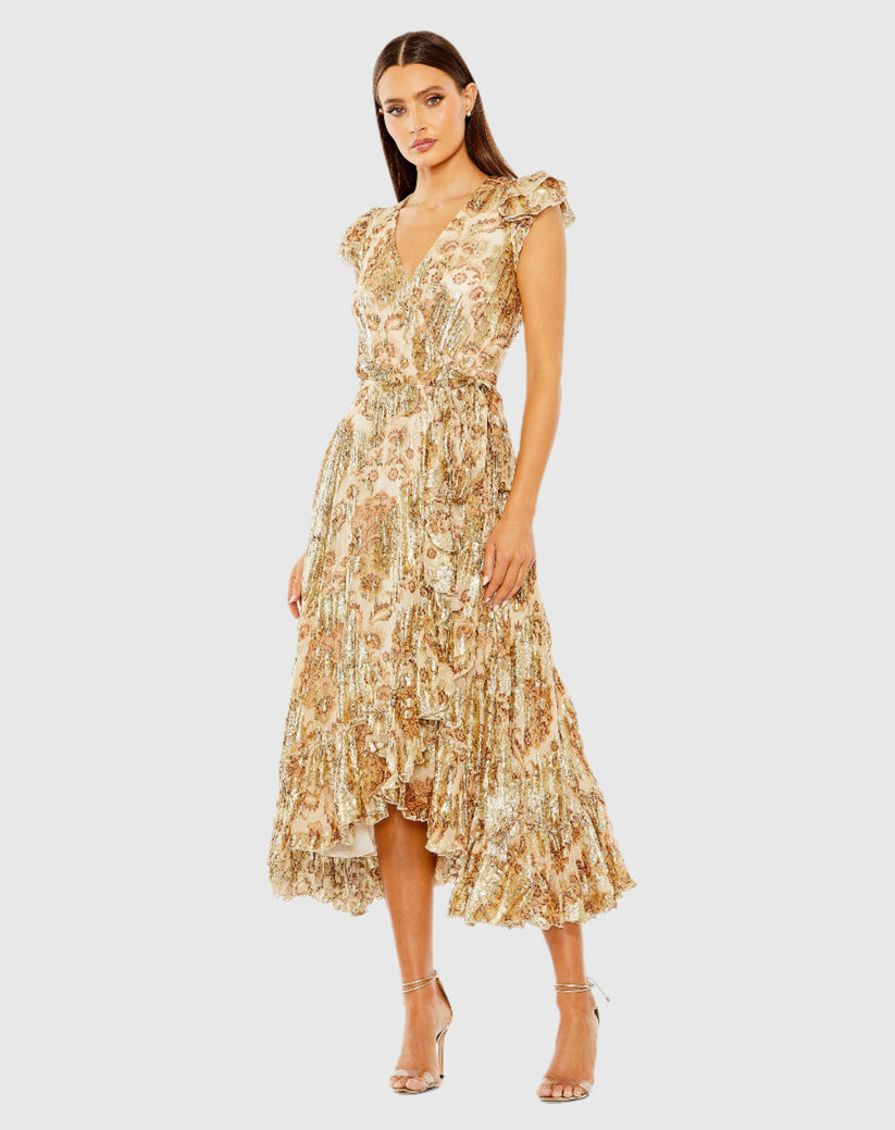 Formal Dresses High Low Floral Print Formal Dress Cream Multi