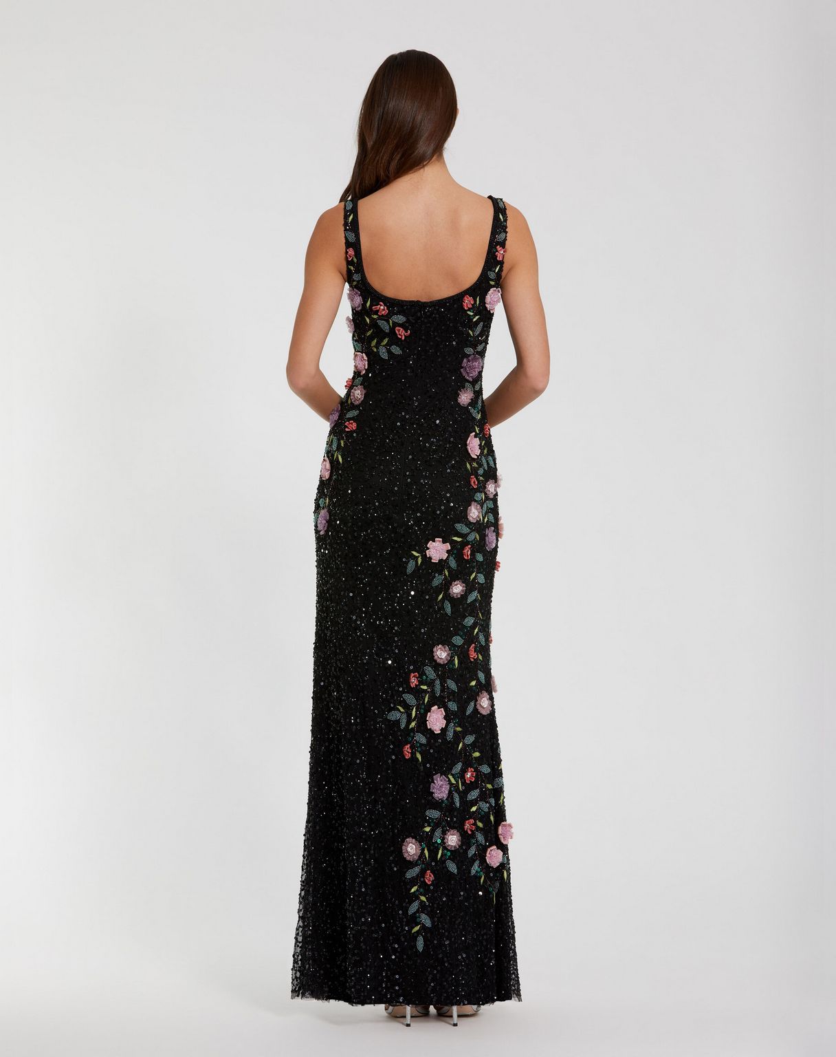 Formal Dresses Floral Beaded Long Formal Evening Dress Black Multi
