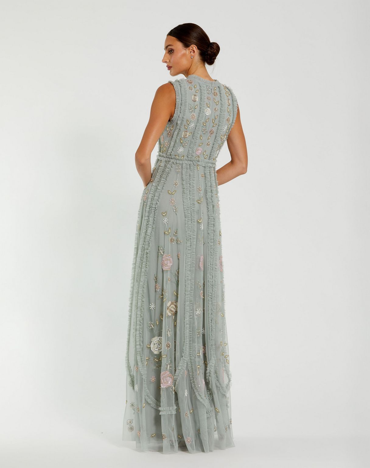 Formal Dresses Prom A Line Floral Beaded Long Formal Dress Sage Multi