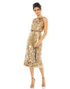 Cocktail Dresses Beaded Sequins Formal Midi Dress Gold Amethyst
