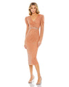 Cocktail Dresses Long Sleeve Cocktail Short Beaded Midi Dress  Copper