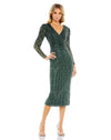 Cocktail Dresses Long Sleeve Cocktail Fitted Midi Dress Deep Green