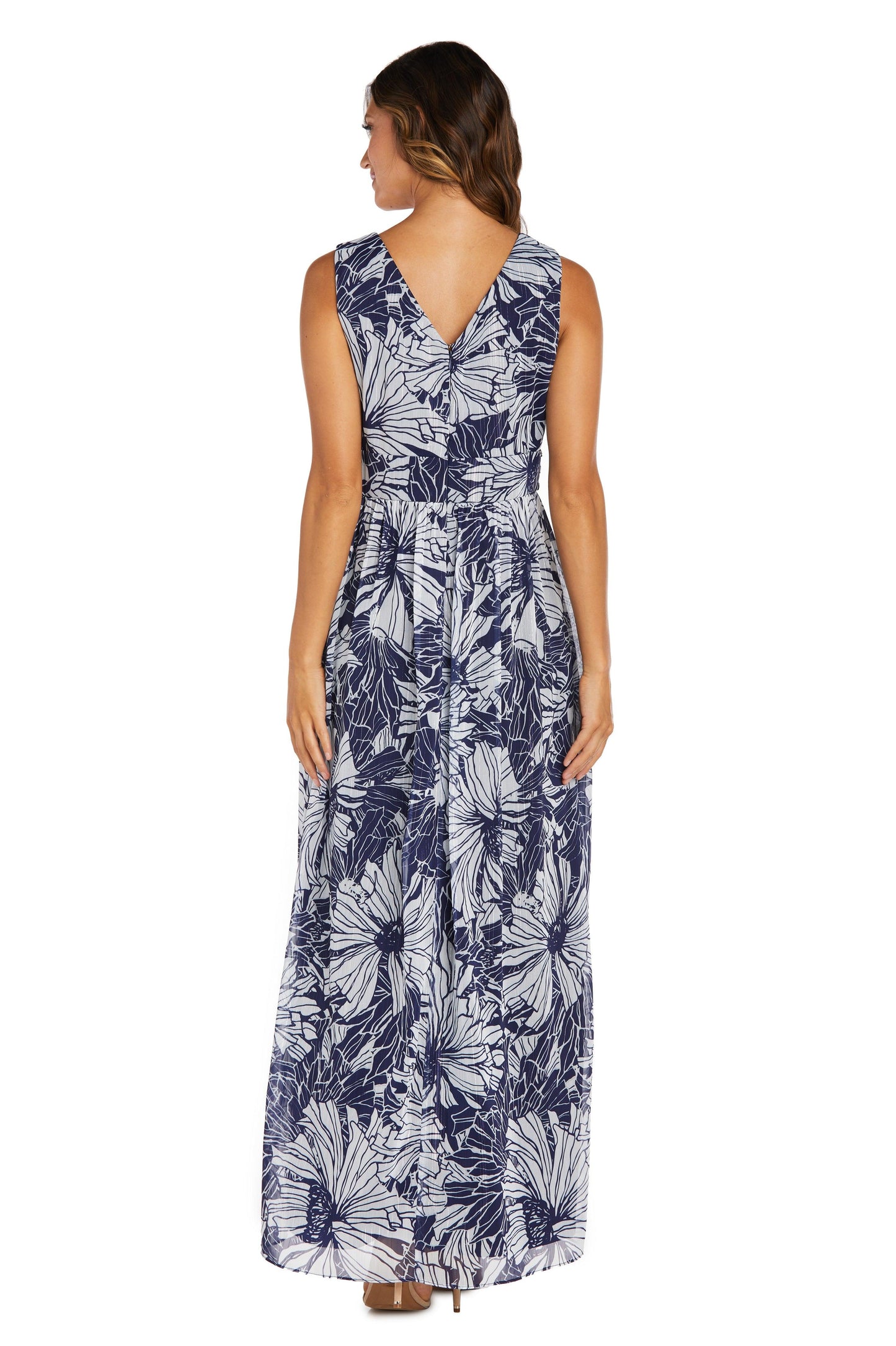 Mother of the Bride Dresses Petite Long Sleeveless Formal Dress Navy/White