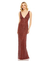 Formal Dresses Long Formal Prom Sequin Beaded Dress Brick