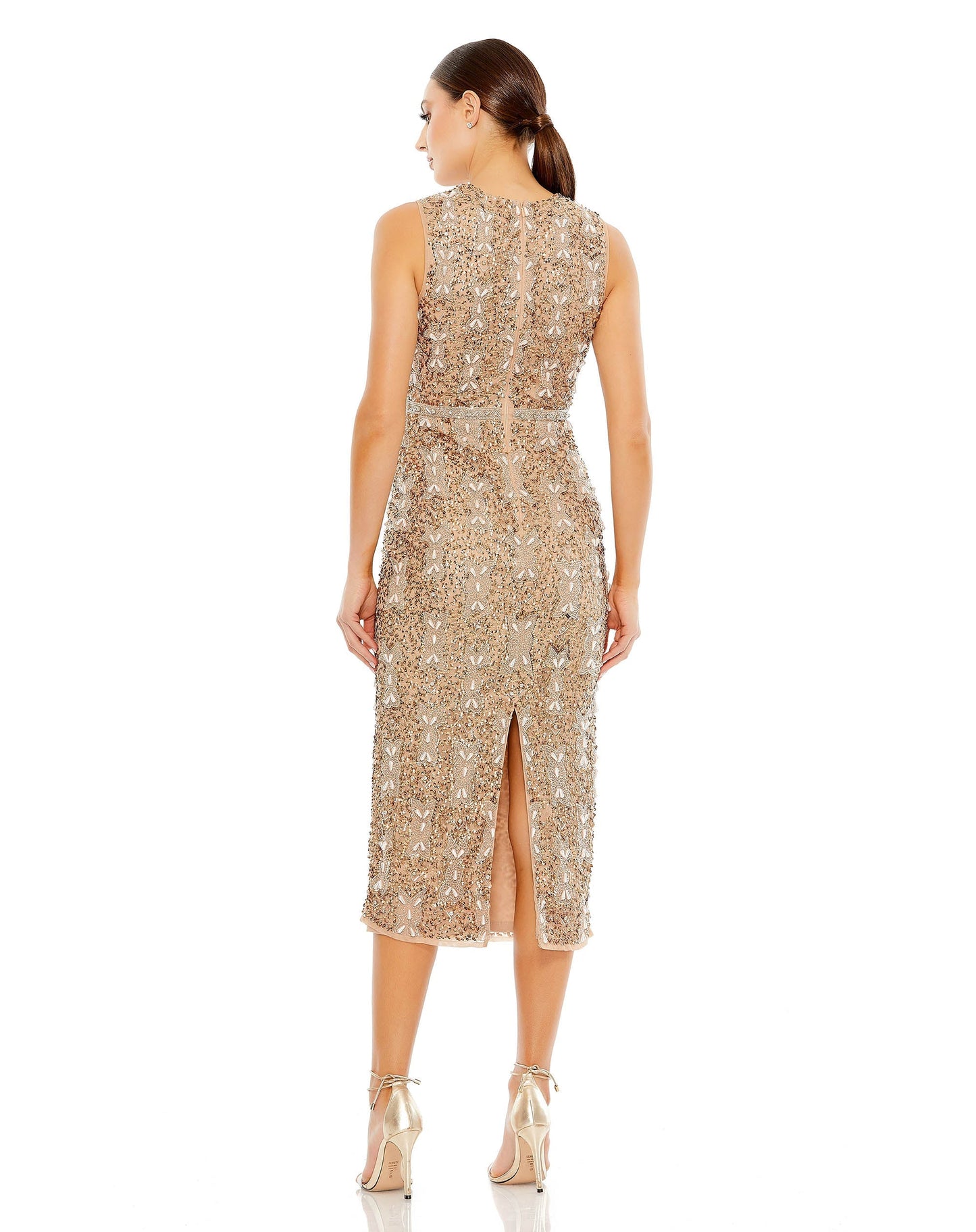 Cocktail Dresses Short Cocktail Sequin Beaded Midi Dress Vintage Copper