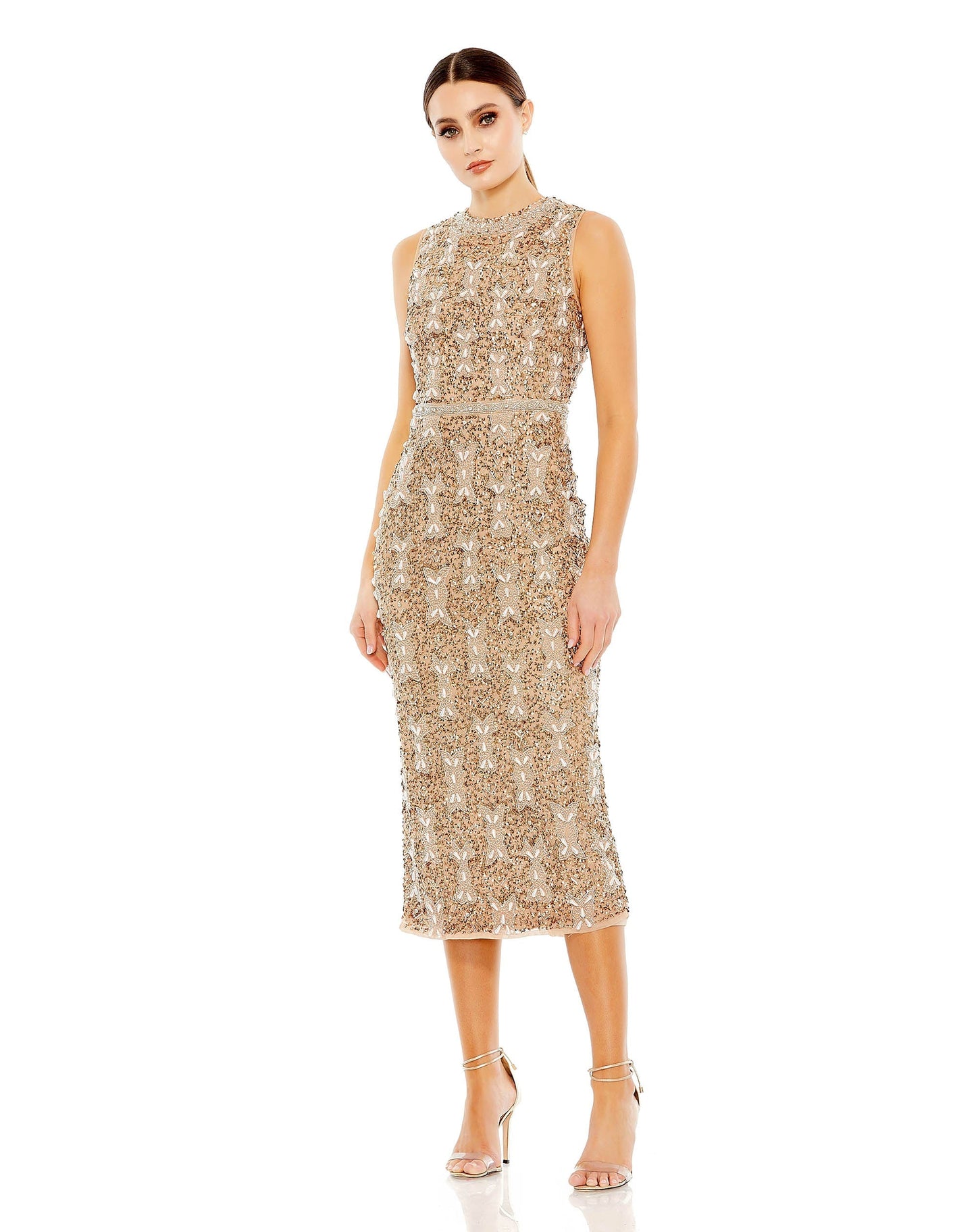 Cocktail Dresses Short Cocktail Sequin Beaded Midi Dress Vintage Copper