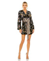 Cocktail Dresses Beaded Floral Robe Short Dress Black