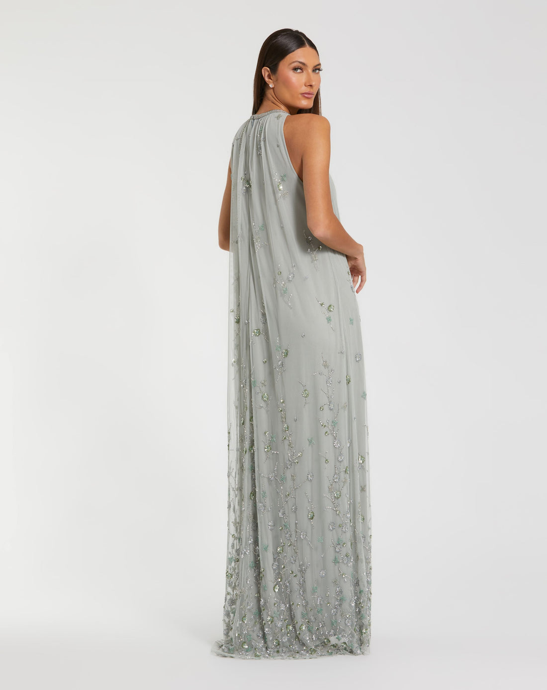 Mother of the Bride Dresses Beaded Long Formal Floral Evening Dress Sage