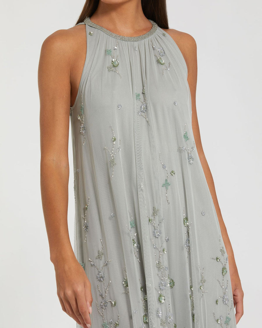 Mother of the Bride Dresses Beaded Long Formal Floral Evening Dress Sage