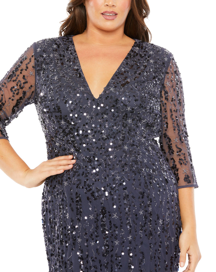 Plus Size Dresses Long Sequin Plus Size Formal Dress Midnight