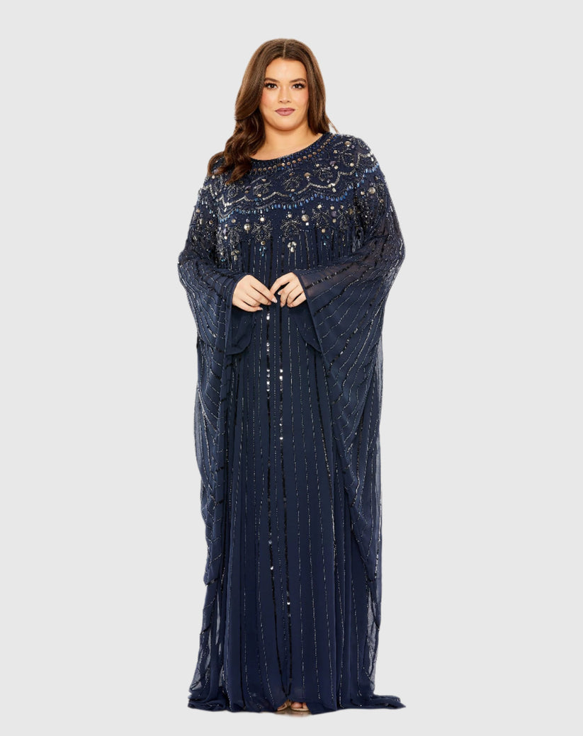 Plus Size Dresses Long Sleeve Formal Plus Size Dress Midnight