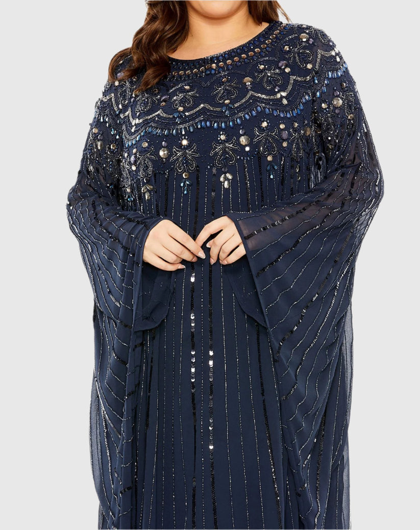 Plus Size Dresses Long Sleeve Formal Plus Size Dress Midnight