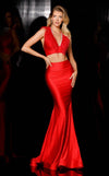 Prom Dresses Fitted Long Formal Two Piece Prom Dress Red
