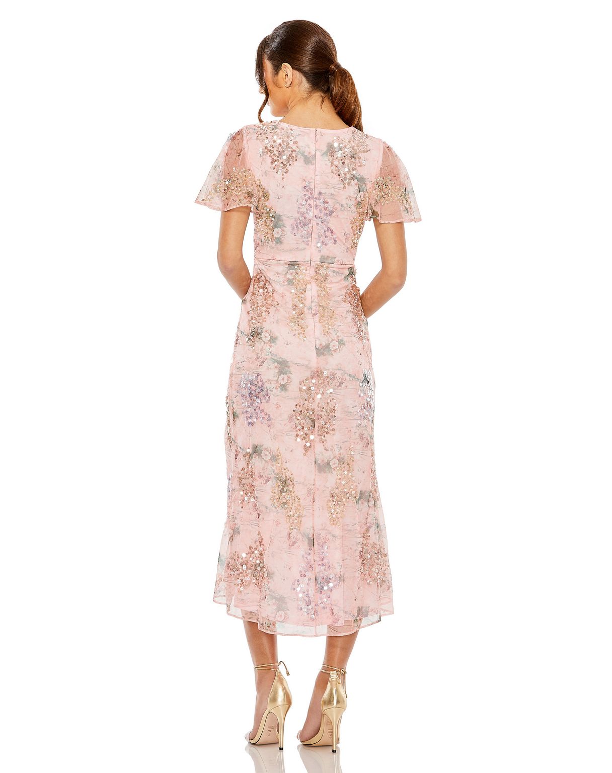 Formal Dresses Tea Length Formal Floral Dress Rose