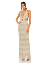 Prom Dresses Long Beaded Fringe Cut Out Formal Prom Dress Nude