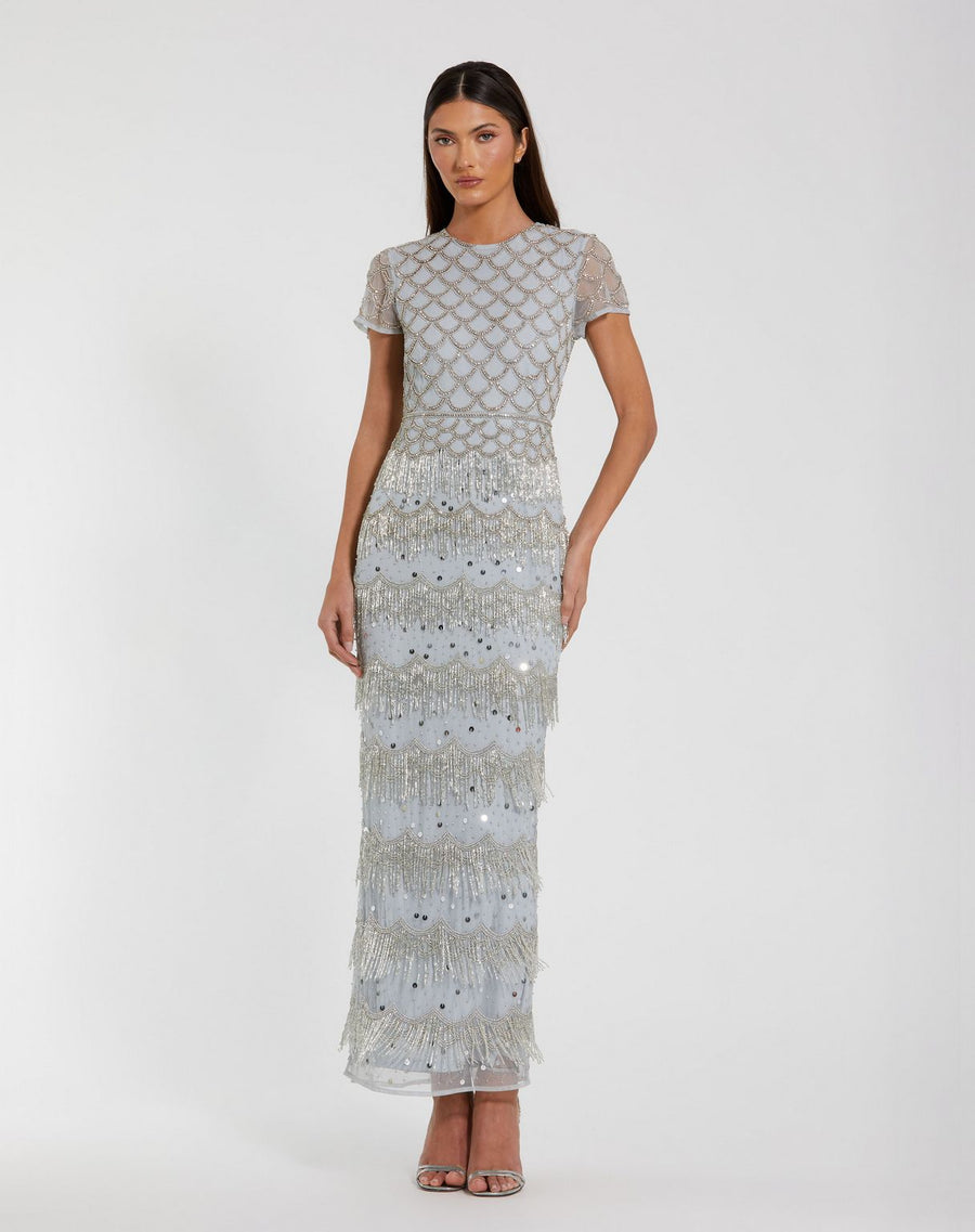 Formal Dresses Fitted Ruffle Long Formal Evening Dress Seafoam