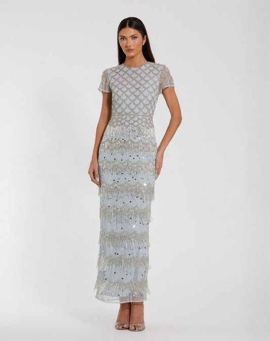 Formal Dresses Fitted Ruffle Long Formal Evening Dress Seafoam