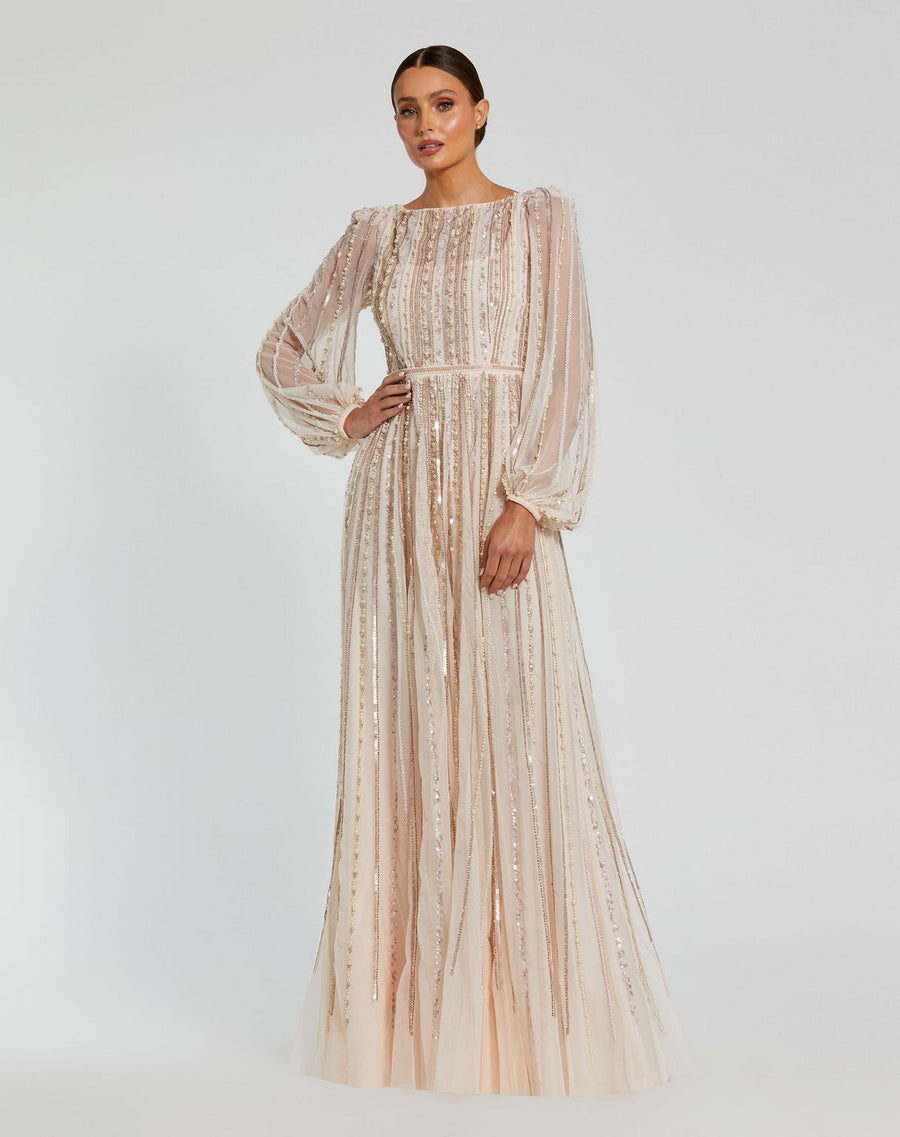 Formal Dresses Long Formal Beaded Evening Dress Peach