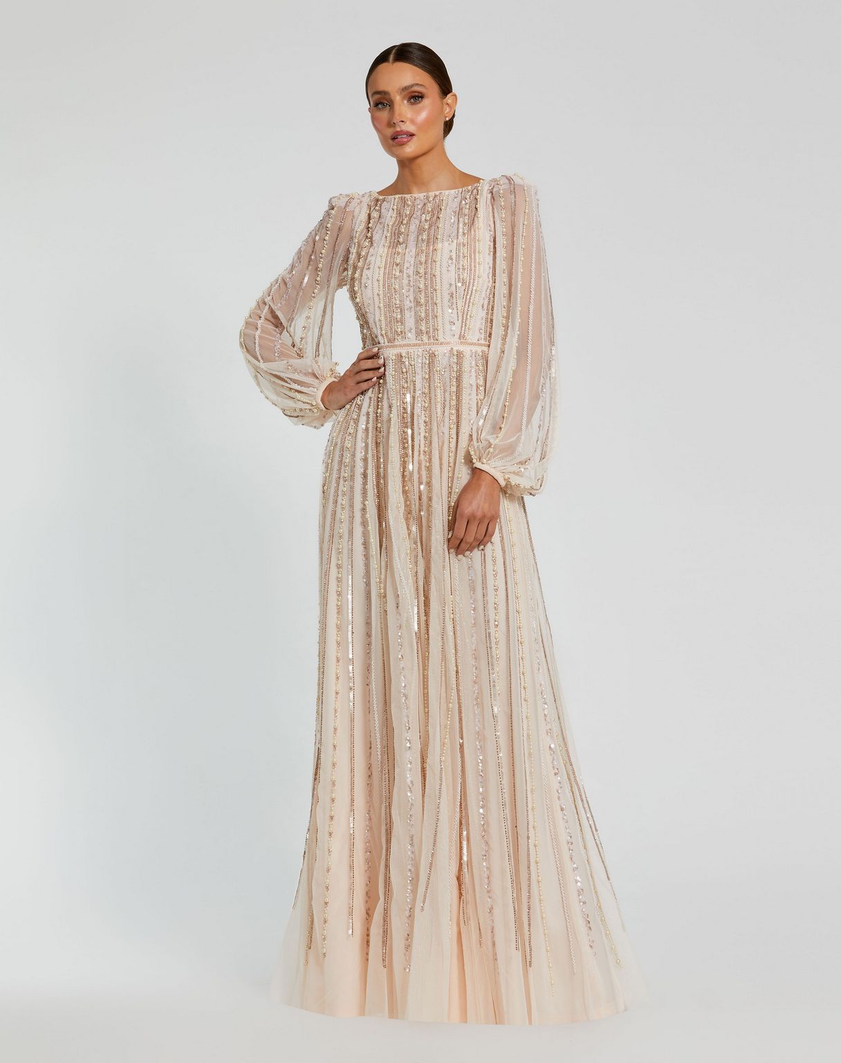 Formal Dresses Long Formal Beaded Evening Dress Peach