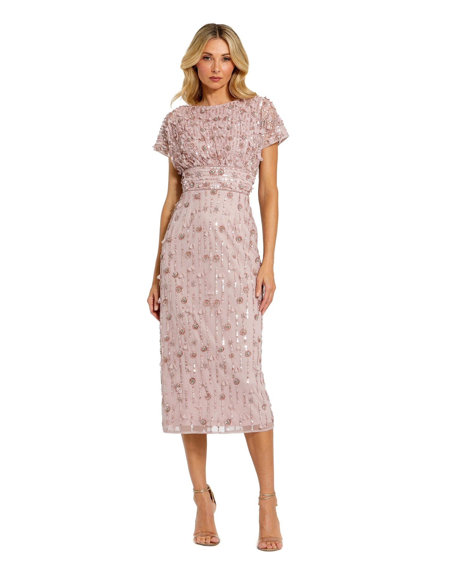 Cocktail Dresses Short Floral Beaded Cocktail Midi Dress Vintage Lilac