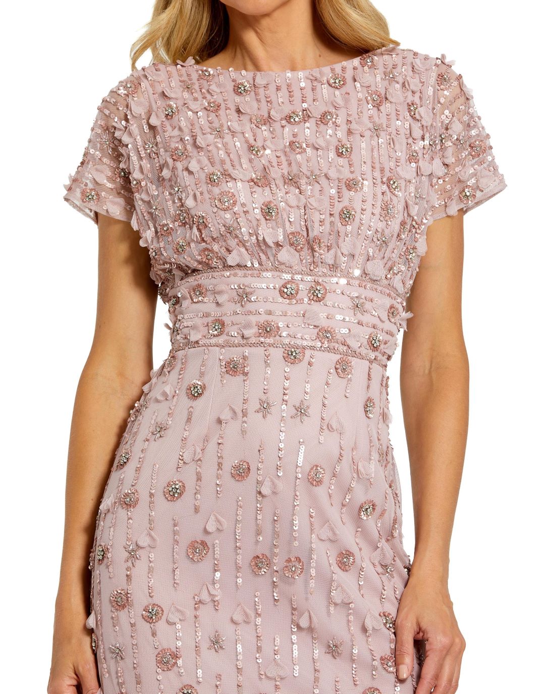 Cocktail Dresses Short Floral Beaded Cocktail Midi Dress Vintage Lilac