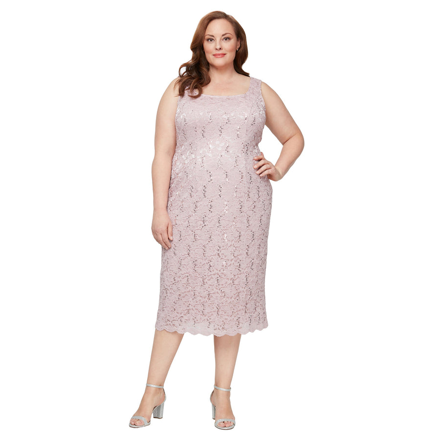 Plus Size Dresses Two Piece Plus Size Lace Tea Length Jacket Dress Blush