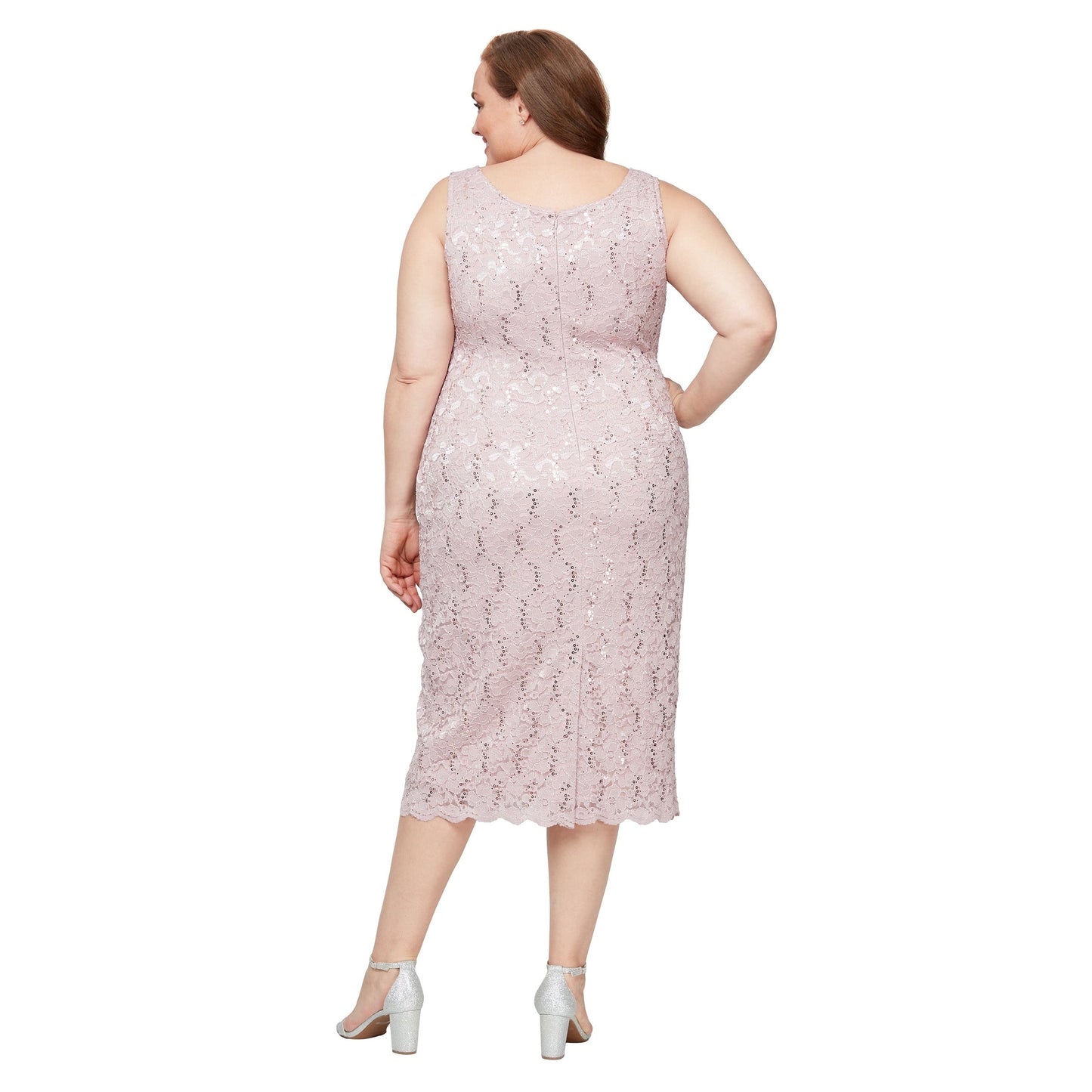 Plus Size Dresses Two Piece Plus Size Lace Tea Length Jacket Dress Blush