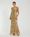 Formal Dresses Midi Length Fitted Evening Dress Gold