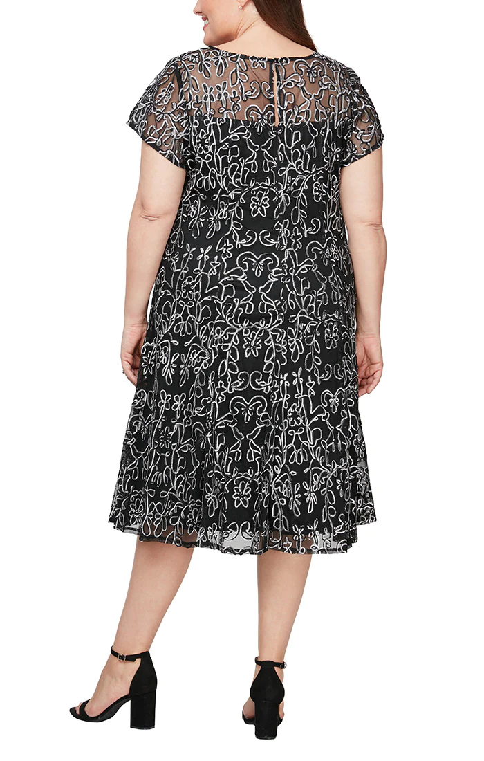 Cocktail Dresses Plus Size Embroidered Lace Cocktail Dress Black Ivory