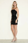 Cocktail Dresses Homecoming Sequin Short Fitted Fringe Dress Black