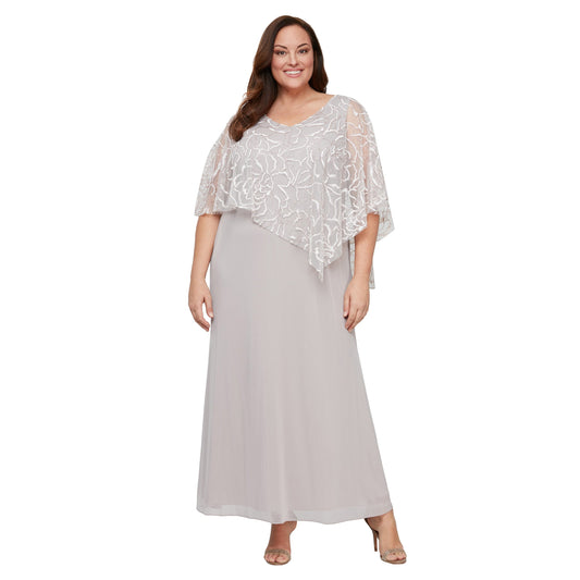 Plus Size Dresses Long Formal Glitter Plus Size Cape Dress Buff
