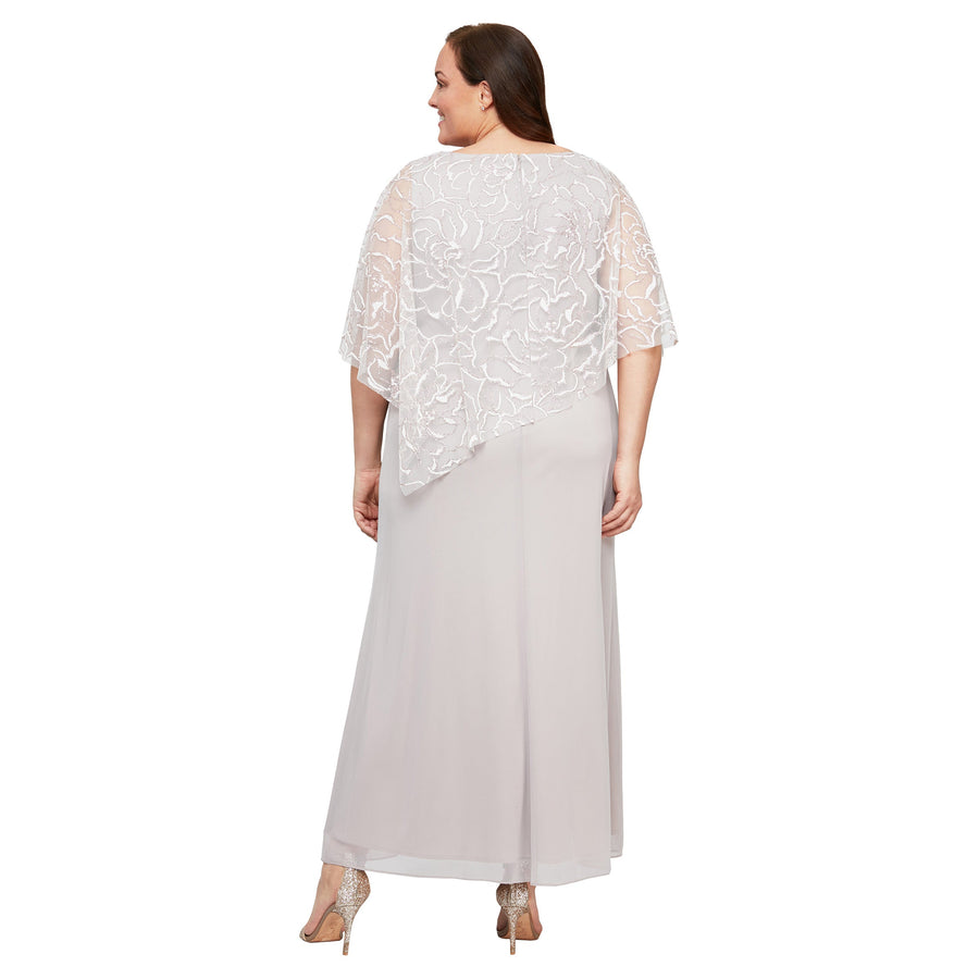 Plus Size Dresses Long Formal Glitter Plus Size Cape Dress Buff