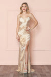 Cocktail Dresses Long Fitted Formal Sequin Prom Dress Gold/Silver