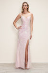 Prom Dresses Long Beaded Sequin Formal Fitted Prom Dress Rose