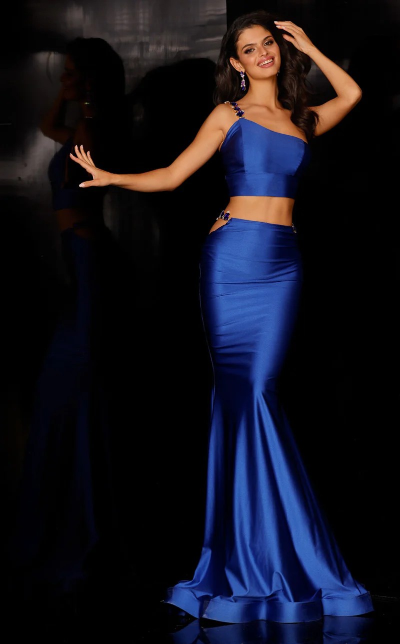 Prom Dresses Beaded Long Formal Two Piece Prom Dress Royal