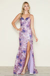 Prom Dresses Fitted Long Formal Sequin Print Prom Dress Purp/Lilac