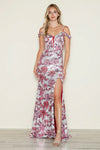 Prom Dresses Long Formal Sequin Print Slit Prom Dress Red