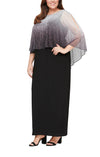 Formal Dresses Plus Size Shimmer Bodre Popover Dress Black Silver