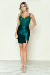 Cocktail Dresses Short Fitted Applique Beaded Corset Cocktail Dress Emerald