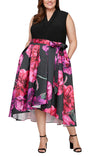 Cocktail Dresses Plus Size Floral High Low Party Dress Black Multi